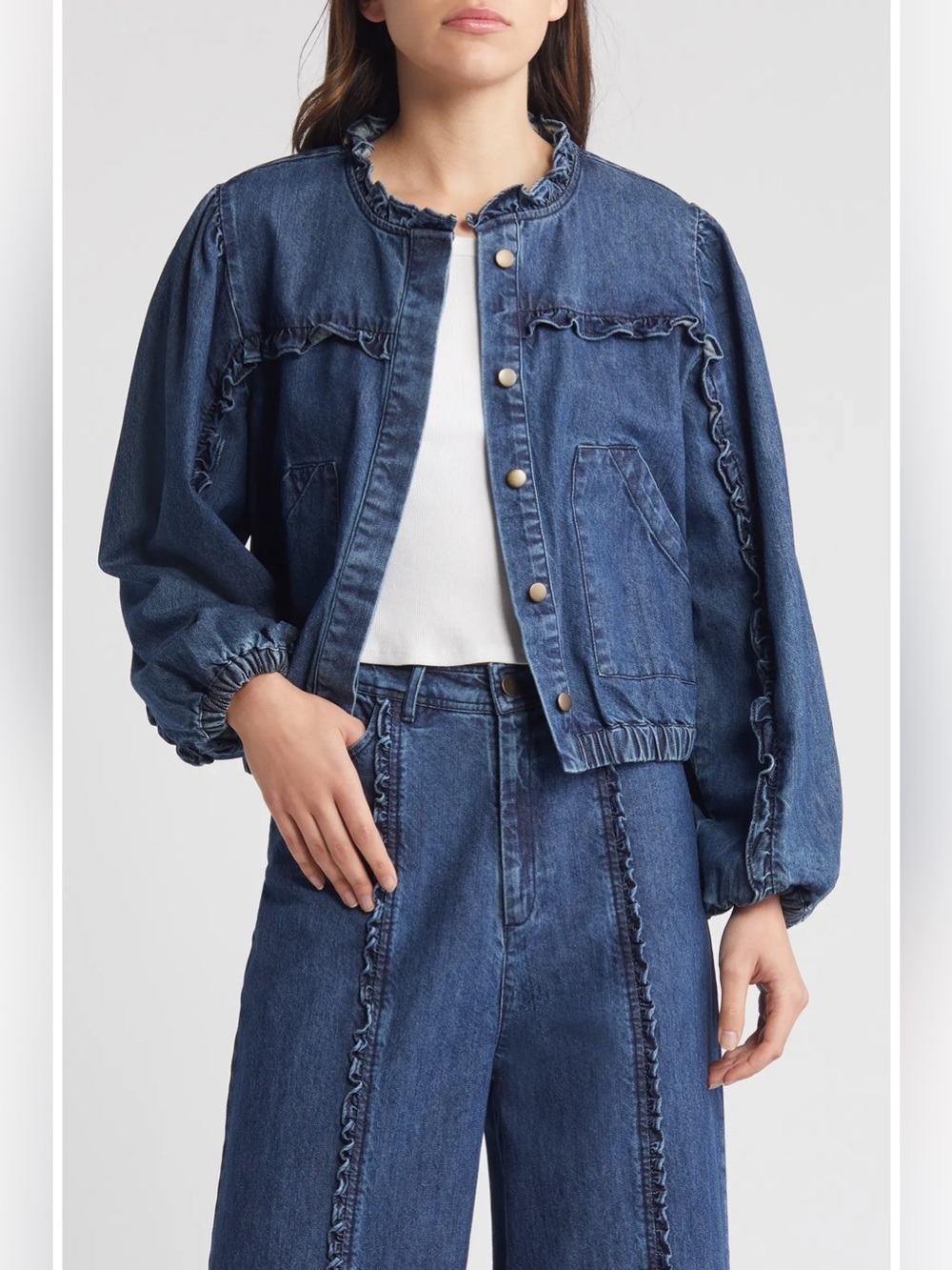 Cleobella Paxton Ruffle Denim Jacket